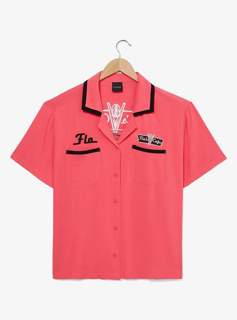 Disney Pixar Cars Flo's Cafe Women's Plus Cropped Woven Button-Up — BoxLunch Exclusive