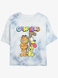 Garfield Best Buds & Odie Womens Tie-Dye Crop T-Shirt