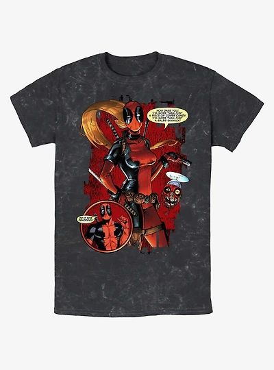 Marvel Deadpool Lady Pool Cover Candy Mineral Wash T-Shirt