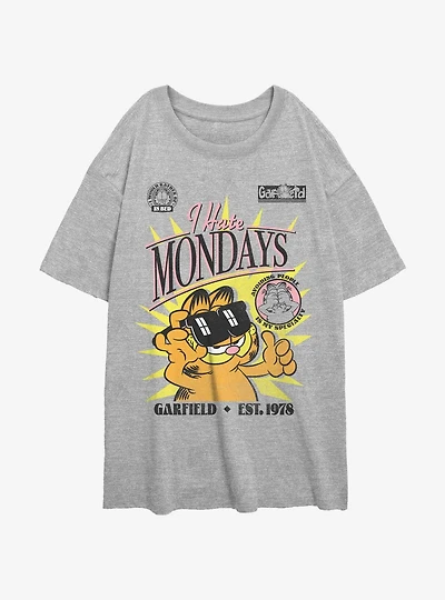Garfield Cool Cat Hates Mondays Womens Oversized T-Shirt