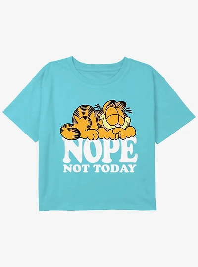 Garfield Nope Not Today Youth Girls Boxy Crop T-Shirt
