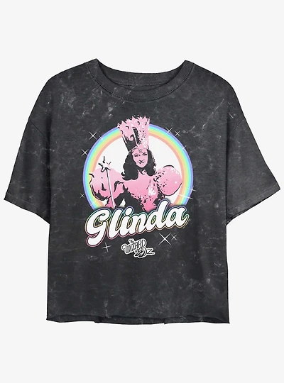 Wizard Of Oz Rainbow Glinda Mineral Wash Crop T-Shirt