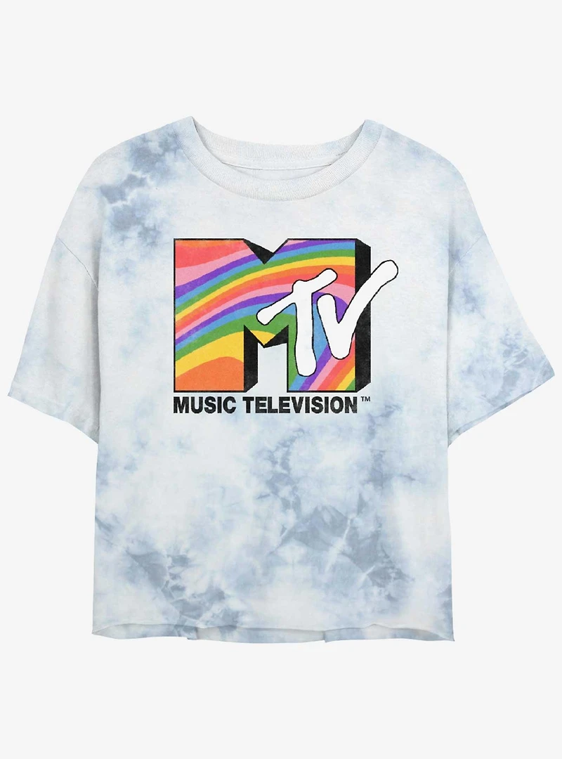 MTV Rainbow Television Tie-Dye Crop T-Shirt