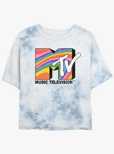 MTV Rainbow Television Tie-Dye Crop T-Shirt