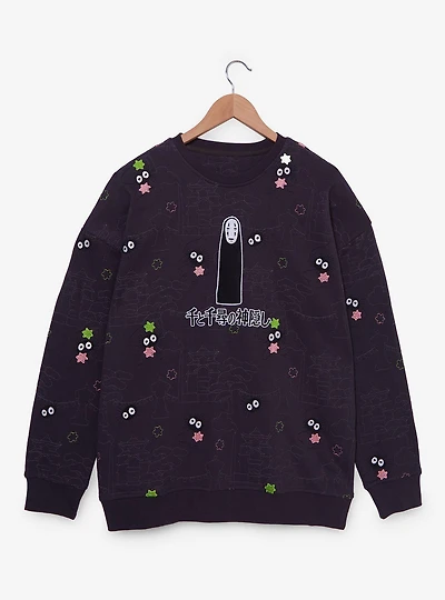 Her Universe Studio Ghibli® Spirited Away No-Face Embroidered Allover Print Crewneck — BoxLunch Exclusive