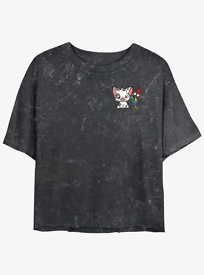Disney Moana Pua and Hei Pals Pocket Womens Mineral Wash Crop T-Shirt