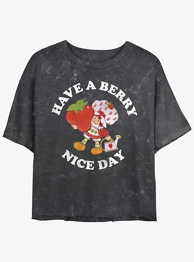 Strawberry Shortcake Have A Berry Nice Day Womens Mineral Wash Crop T-Shirt