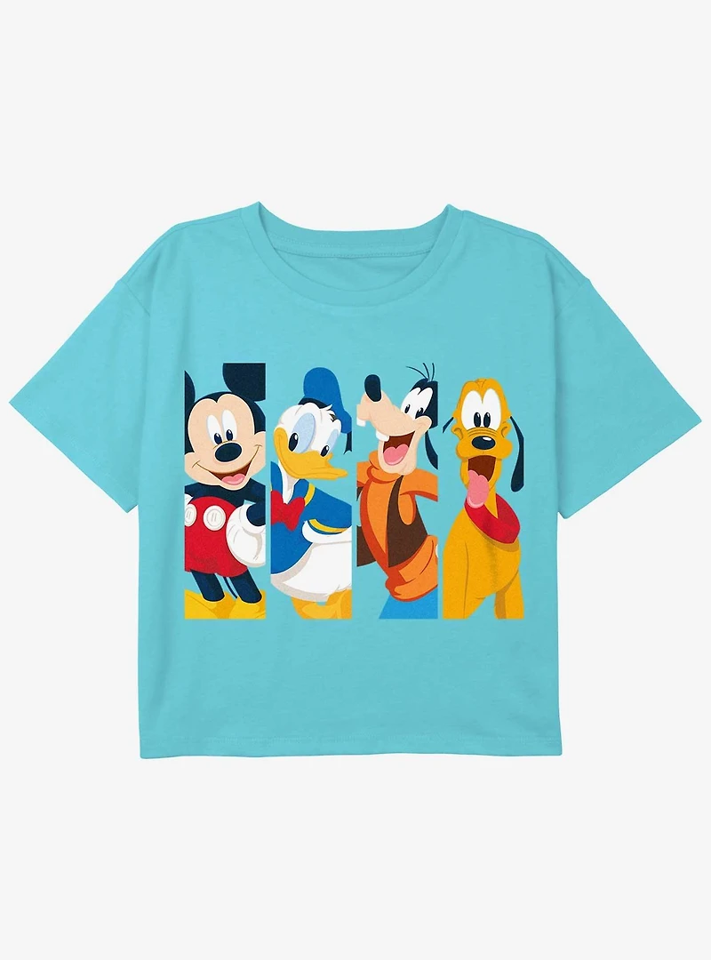Disney Mickey Mouse Bro Time Youth Girls Boxy Crop T-Shirt