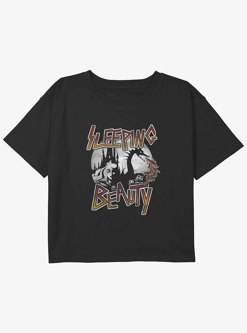 Disney Sleeping Beauty Sleep Youth Girls Boxy Crop T-Shirt
