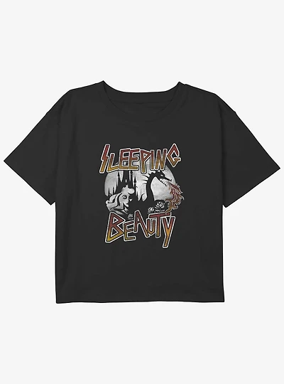 Disney Sleeping Beauty Sleep Youth Girls Boxy Crop T-Shirt
