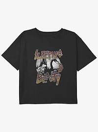 Disney Sleeping Beauty Sleep Youth Girls Boxy Crop T-Shirt