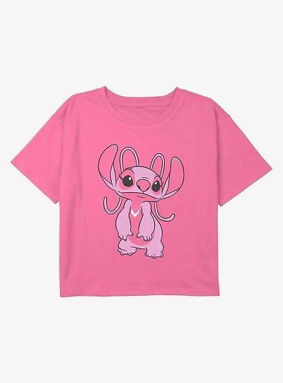 Disney Lilo & Stitch Big Angel Youth Girls Boxy Crop T-Shirt