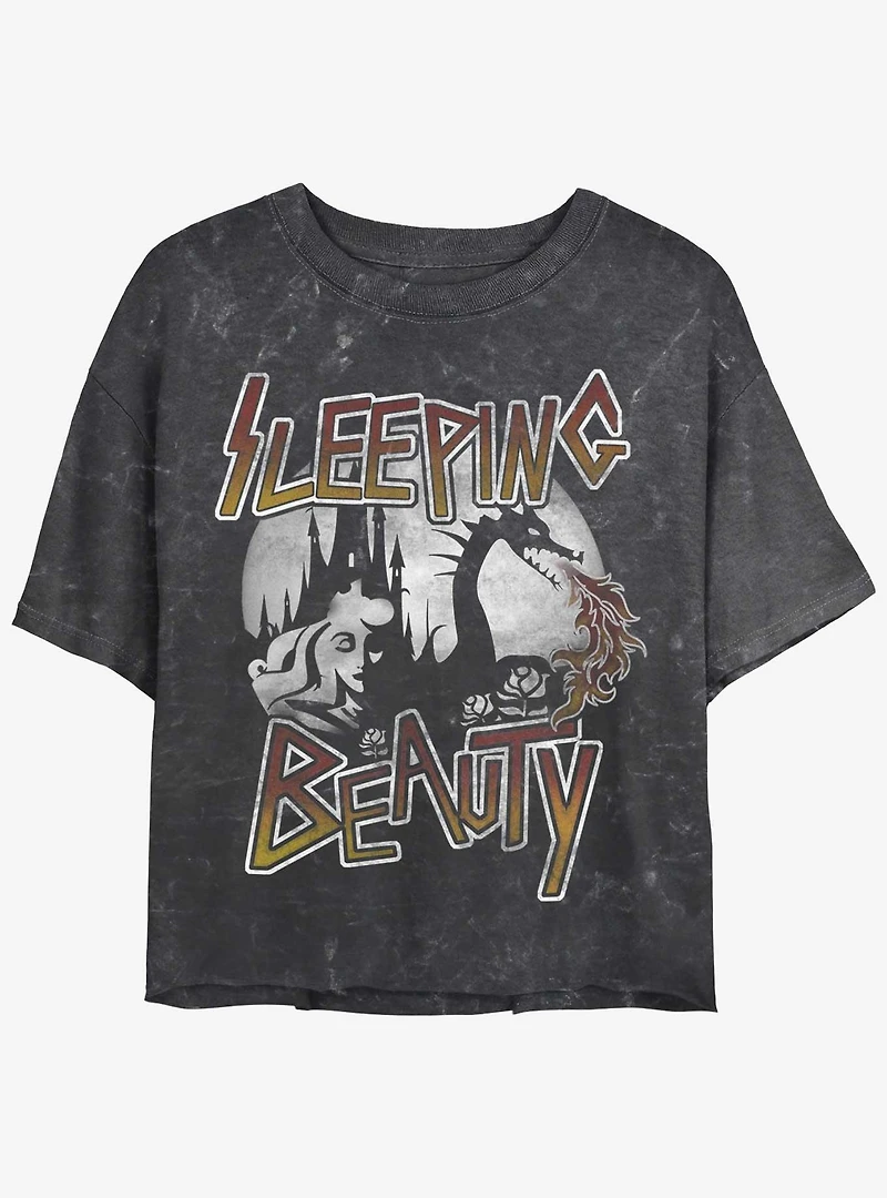 Disney Sleeping Beauty Sleep Womens Mineral Wash Crop T-Shirt
