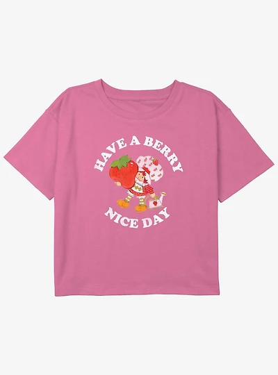 Strawberry Shortcake Have A Berry Nice Day Youth Girls Boxy Crop T-Shirt
