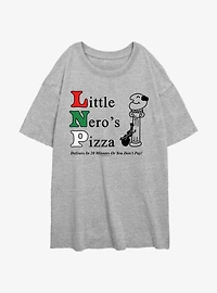 Home Alone Little Nero's Pizza Womens Oversized T-Shirt