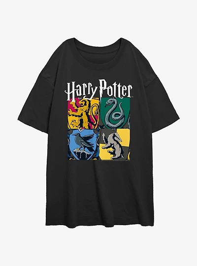 Harry Potter All Hogwarts Houses Womens Oversized T-Shirt