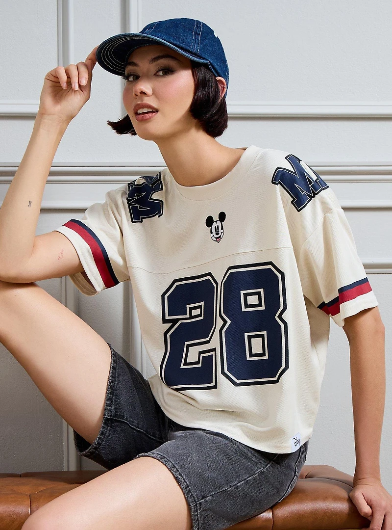 Disney Mickey Mouse Women's Cropped Football Jersey — BoxLunch Exclusive