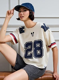 Disney Mickey Mouse Women's Cropped Football Jersey — BoxLunch Exclusive