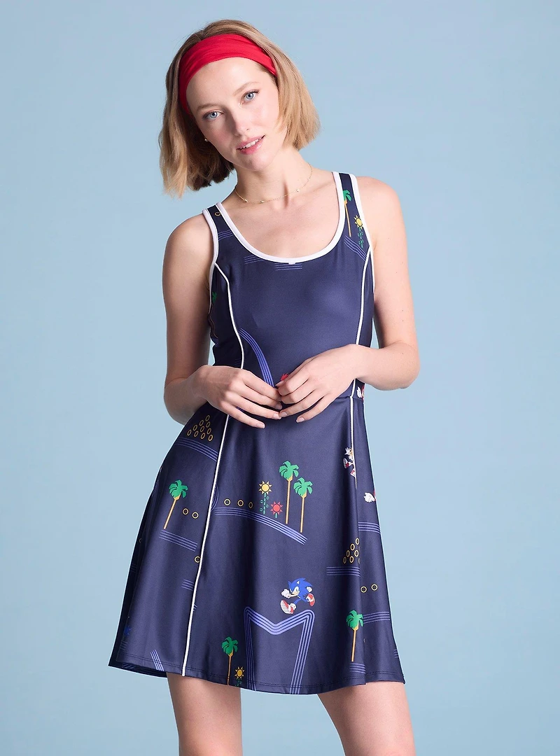 Sonic the Hedgehog Running Characters Allover Print Athletic Dress - BoxLunch Exclusive