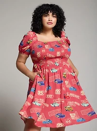 Her Universe Disney Pixar Cars Allover Vintage Print Plus Smock Dress — BoxLunch Exclusive