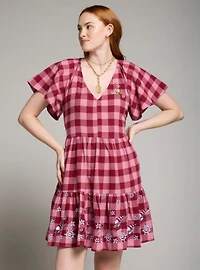 Peanuts Snoopy & Woodstock Snowflake Gingham Dress - BoxLunch Exclusive