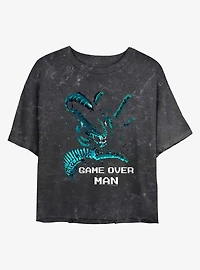 Alien Game Over Man Womens Mineral Wash Crop T-Shirt