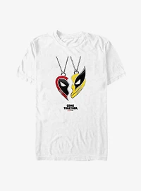 Marvel Deadpool & Wolverine Friendship Heart Necklace Big Tall T-Shirt