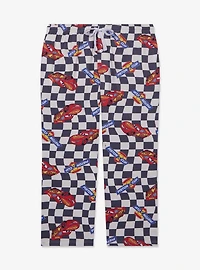 Disney Pixar Cars Lightning McQueen Checkered Allover Print Women's Plus Sleep Pants - BoxLunch Exclusive