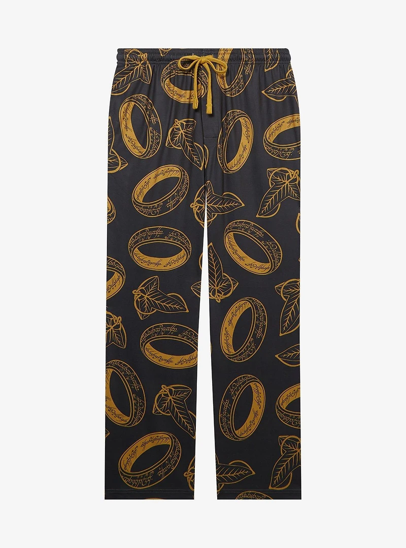 the Lord of Rings One Ring & Leaves Lórien Allover Print Sleep Pants — BoxLunch Exclusive