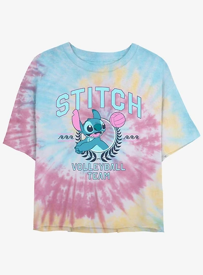 Disney Lilo & Stitch Volleyball Team Tie Dye Crop Girls T-Shirt