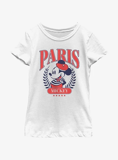 Disney Mickey Mouse Paris Collegiate Crest Style Youth Girls T-Shirt