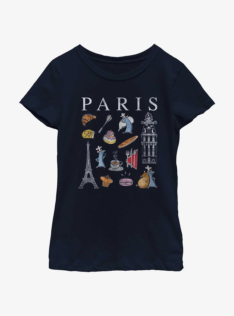 Disney Pixar Ratatouille Paris Icons Grid Youth Girls T-Shirt