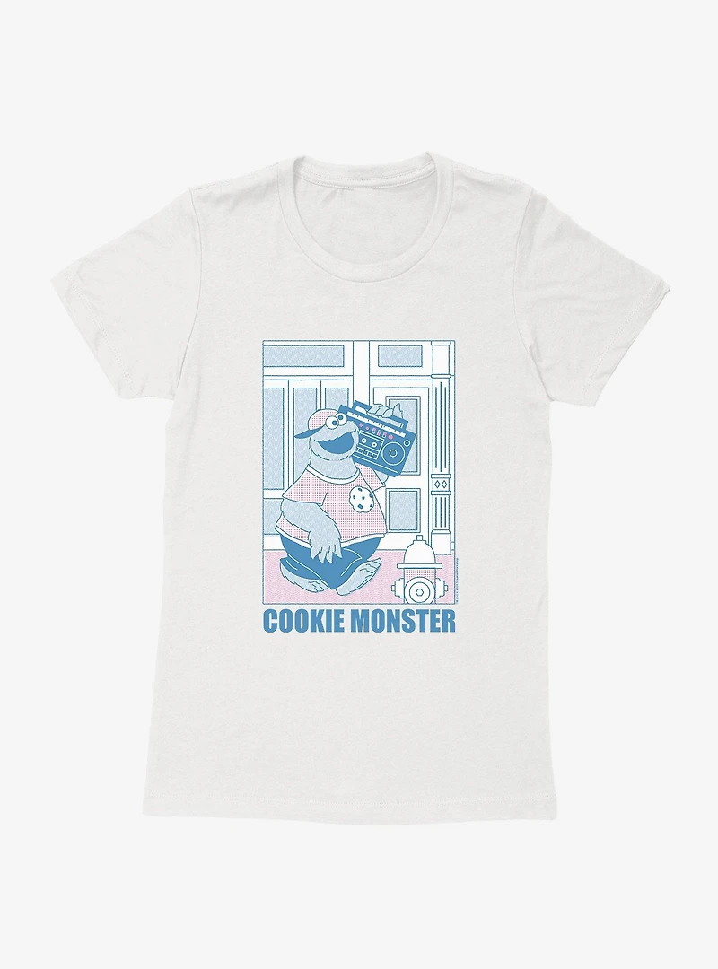 Sesame Street Cookie Monster Boombox Womens T-Shirt