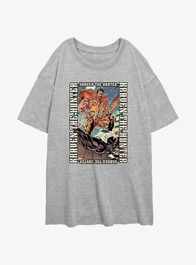 Marvel Kraven the Hunter Demolish Venom Poster Womens Oversized T-Shirt