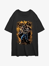 Marvel Kraven the Hunter Splatter Wall Womens Oversized T-Shirt