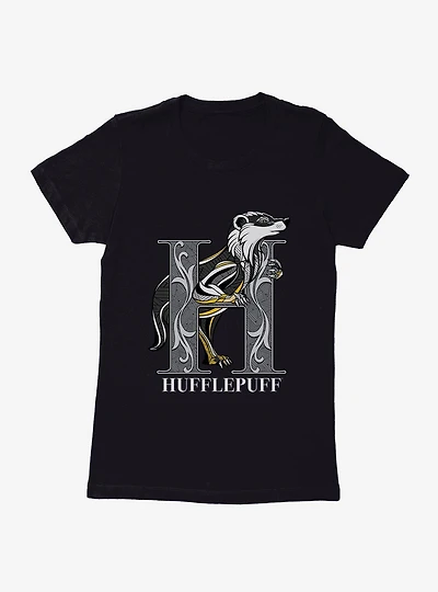 Harry Potter Hufflepuff Classic Geometric Letter Womens T-Shirt