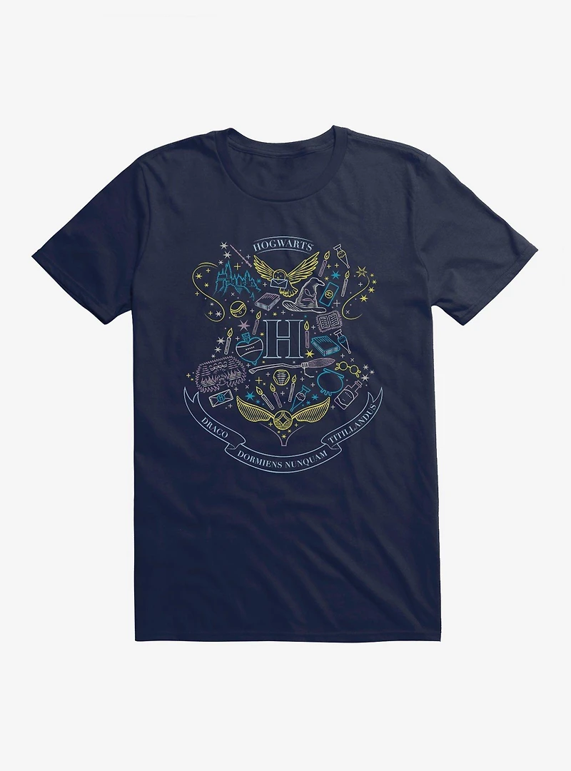 Harry Potter Hogwarts Sketched Shield T-Shirt