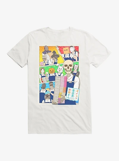 Skull-Face Bookseller White T-Shirt