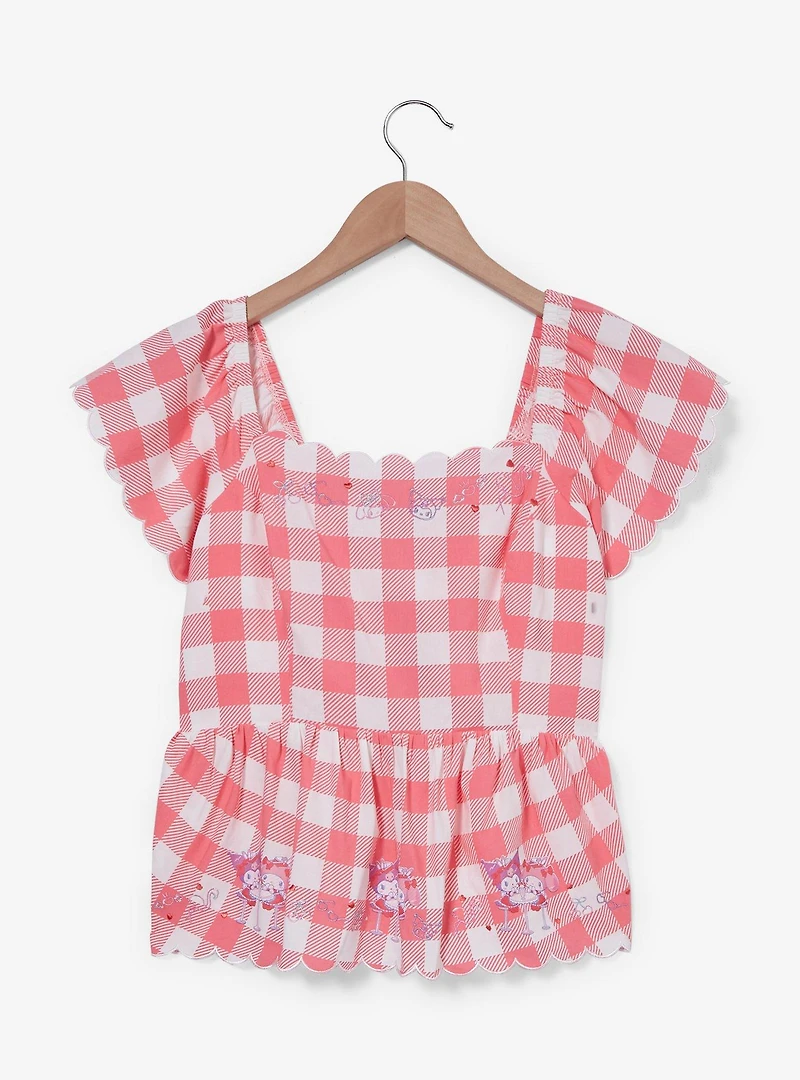 Sanrio My Melody & Kuromi Diner Checkered Tie-Back Women's Blouse - BoxLunch Exclusive