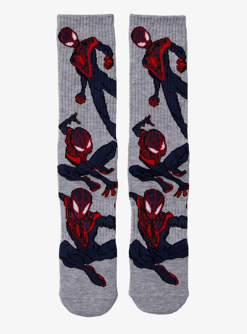 Marvel Spider-Man: Into the Spider-Verse Miles Morales Allover Print Crew Socks - BoxLunch Exclusive