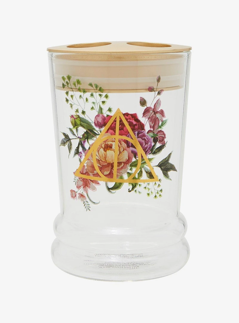 Harry Potter Deathly Hallows Floral Glass Toothbrush Holder