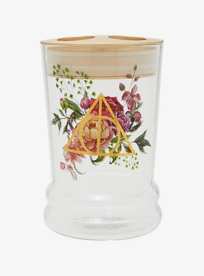 Harry Potter Deathly Hallows Floral Glass Toothbrush Holder
