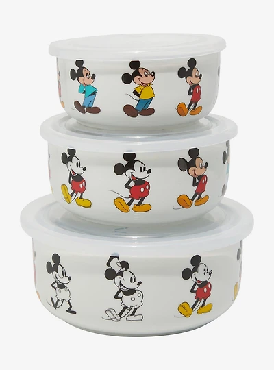 Disney Mickey Mouse Illustrated Evolution Ceramic Food Storage Bowl Set
