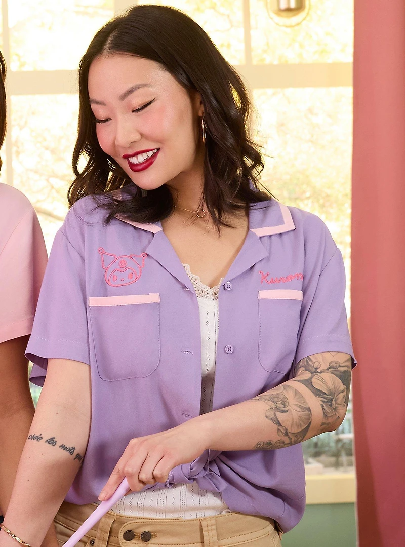 Sanrio Kuromi Diner Women's Cropped Woven Button-Up - BoxLunch Exclusive