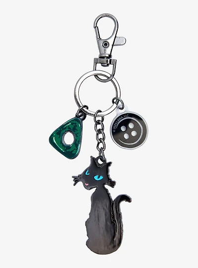 Coraline The Cat Button Multi Charm Keychain