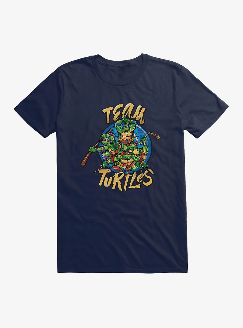 Teenage Mutant Ninja Turtles Team Turtle Group Poses Circle T-Shirt