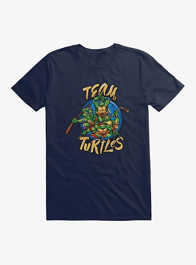 Teenage Mutant Ninja Turtles Team Turtle Group Poses Circle T-Shirt