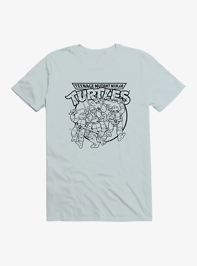Teenage Mutant Ninja Turtles Group Fight Pose Outline T-Shirt