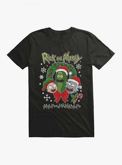 Rick And Morty Pickle Christmas Wreath T-Shirt