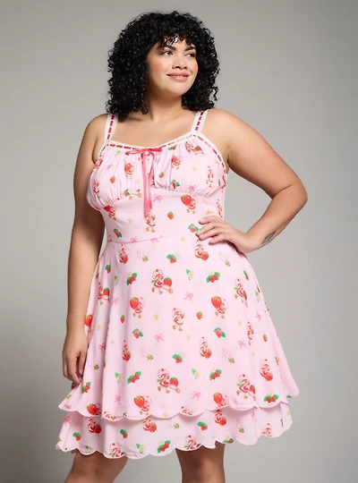 Strawberry Shortcake Coquette Allover Print Plus Dress — BoxLunch Exclusive